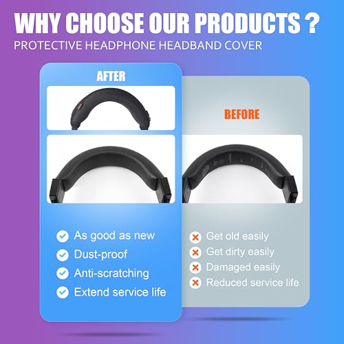 T1 T5 Headband Cover Compatible with beyerdynamic T1 2nd 3rd/ T5 2nd 3rd Headphones Thicker Sports Fabric Replacement Headphone Headband Cushion Pad Cover Headband Protector (Black)