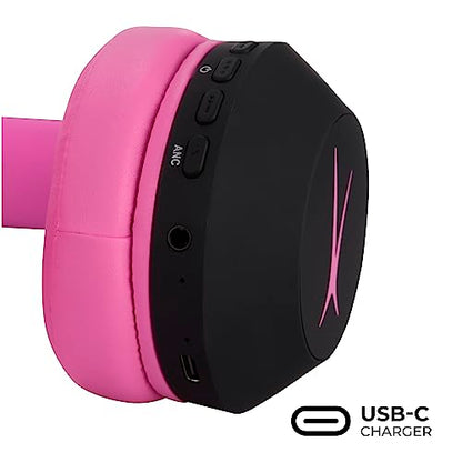 Altec Lansing Kid Safe Noise Cancelling Wireless Headphones 15H Battery, 85dB Volume Limit, Foldable Design Powerful Sound, Active Noise Cancellation Perfect for Kids Ages 7+ (Blackout Pop Pink) - color: Blackout Pop Pink