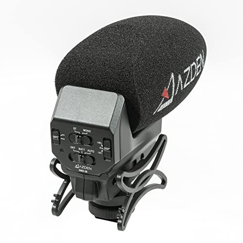 Azden SMX-30 Stereo/Mono Switchable Video Microphone | Swiveling Shock-Mount, Isolating Shock Mount, Recording a musical performance but want to tighten up the center image - style: SMX-30