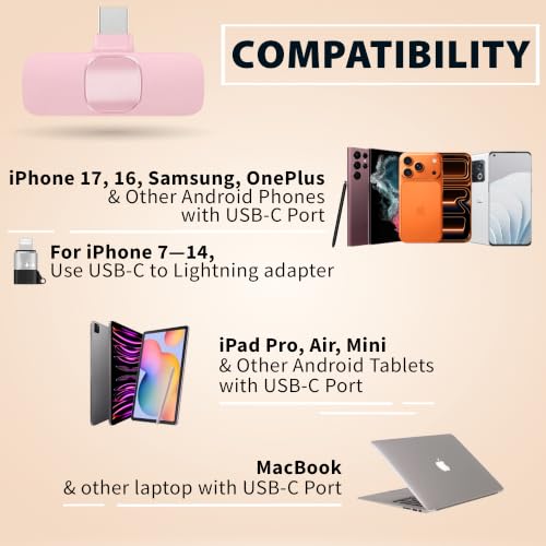 PowerDeWise Wireless Lavalier Microphone for iPhone & Android, 2 Pack Pink Mini Mic, USB-C/Lightning Clip-On Microphone, AI Noise Cancellation, 70FT Range for TikTok YouTube Podcast Vlog - style: Wireless Set Pink