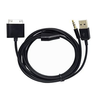 30 Pin to AUX USB, 30 Pin Charger Dock to 3.5mm Car AUX Audio USB Charger Cable Data Sync Transfer & Charging for Phone 3G 4G Pod Touch (Black) | USB Charger Cable Data Sync Transfer & Charging for Phone 3G 4G Pod Touch (Black)