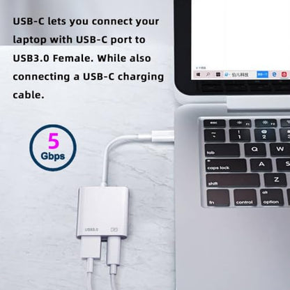 CY Type C USB-C to Standard Type-A USB3.0 Female with PD Power Charge Adapter Compatible with MAC Laptop Tablet Phone - style: USB+PD