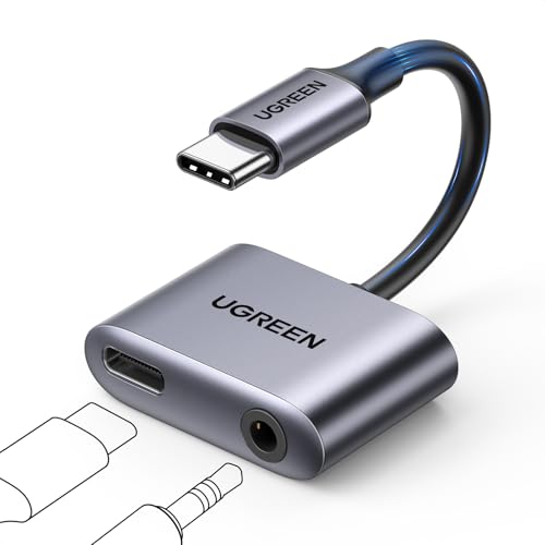 UGREEN USB C to 3.5mm Audio and Charger Adapter 2 in 1 | 24bit/96kHz,Type C to Aux Headphone Jack with PD 60W Charging Dongle for Earbuds Compatible with iPhone Galaxy iPad Switch 2