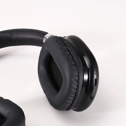 BT1638 Over-Ear Wireless Headphones, Premium Padded Headband, Champagne USB-C Charging, Bluetooth Headphones， Long Endurance Flight of up to 40 Hours，Fashionable and Colorful (Black) - color: Black