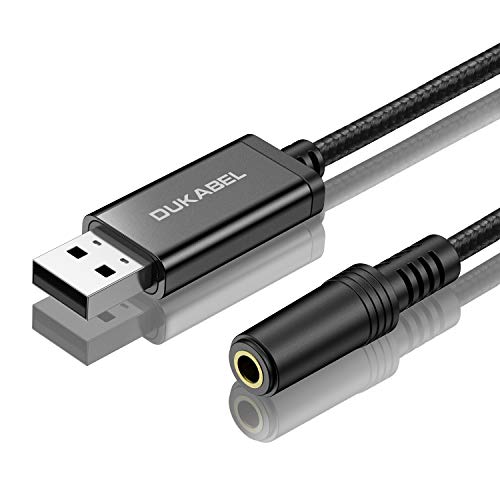 USB Headphone Adapter, External Sound Card for PC, PS4, PS5-2.4M | TRRS-Mic Supported, DAC Chip, 16bit/48KHz, Compatible with Windows, PC, Laptop, Mac, Linux, Desktops, PS4, PS5 - size: 2.4Meters
