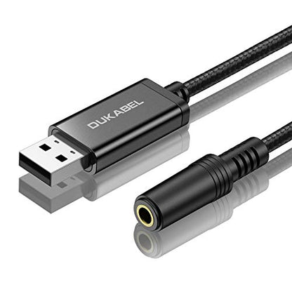USB Headphone Adapter, External Sound Card for PC, PS4, PS5-2.4M | TRRS-Mic Supported, DAC Chip, 16bit/48KHz, Compatible with Windows, PC, Laptop, Mac, Linux, Desktops, PS4, PS5 - size: 2.4Meters