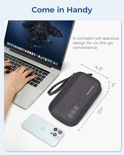 BAGSMART Small Travel Cable Organizer, Tech Organizer for Charger, Phone, Black