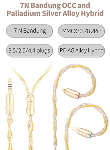 0.78mm 2-Pin 3.5mm Stereo Cable, 7N high Conductivity Copper, 6N Silver Coated OCC, 3.5mm with 2PIN, Compatible with Audeze iSINE10, iSINE20, 64 Audio U12t, U18t, Hi-Res Audio, Tangle-Free - size: 2PIN, style: 3.5mm Stereo