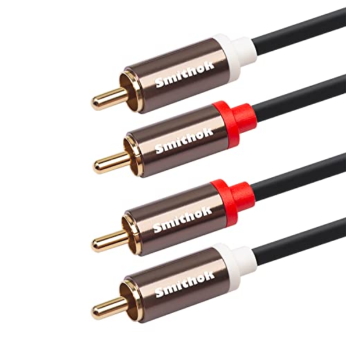Smithok RCA Cables 2 Pack[Hi-Fi Sound, PVC Jacket, Shielded], 2-Male to 2-Male RCA Audio Stereo Subwoofer Cable Auxiliary Cord for Home Theater,Amplifiers,HDTV,Hi-Fi Systems,Speakers… (10Ft/3m) - style: 10Ft/3m