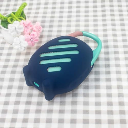 Soft Silicone Case for JBL CLIP5 Bluetooth Speaker Protective Cover Anti-Slip and Anti-Fall Fun Design with Paw Prints & Eyes Solid-Color Protector Sleeve (Blue) - color: Blue