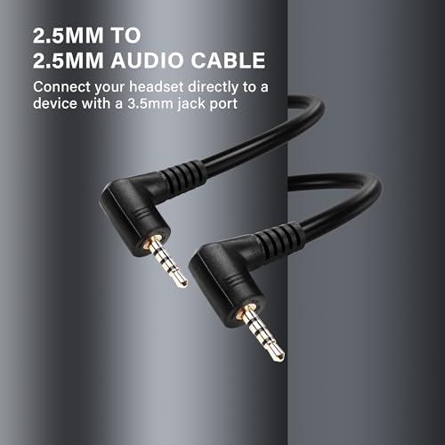 2.5mm Audio Aux Cable，90 Degree 2.5mm TRRS Male to 2.5mm TRRS Male Double Angled Stereo Headset Headphone Jack Connector Cable（0.3M）
