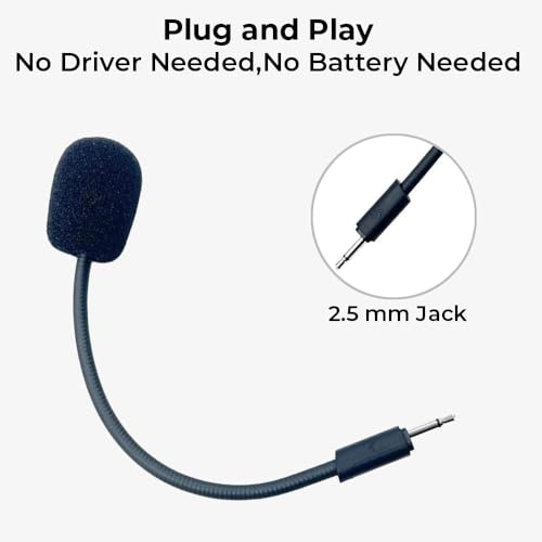 Replacement Game Mic for JBL Quantum 100 (Q100) Stereo Studio Gaming Headsets on PS5 PS4 PC Xbox MAC, 2.5mm Jack Detachable Noise Cancelling Crystal-Clear Game Microphone Voice Boom