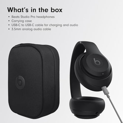 Beats Studio Pro Premium Wireless Over-Ear Headphones- Up to 40-Hour Battery Life, Active Noise Cancelling, Great for Travel & Commuting, USB-C Lossless Audio, Apple & Android Compatible -Black | Over-ear audio with active noise canceling, 40-hour battery