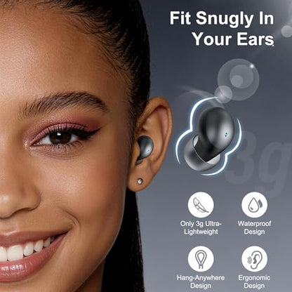 Sleep Earbuds Bluetooth 6.0 in Ear, Sleep Headphones with Sleep Monitor APP, 2026 New Mini Sleep Ear Buds with Small Earplugs for Side Sleepers, 48H Playtime Sleep Earphones with Sleep Mode Black - color: Black