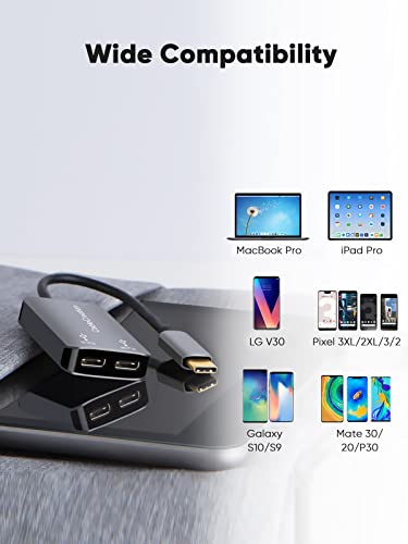 CableCreation USB Type C Splitter,2-in-1 USB C Audio Adapter and PD Charger | Type C Aux Dongle Compatible with iPad, MacBook, iPhone 16 15 Pro Max Plus, Galaxy S24/S23/S22+, Pixel 9/8/7+, Grey - style: USB C+USB C Audio (with tail)