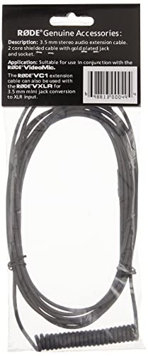 RØDE VC1 Stereo 3.5mm Extension Cable | 10ft extension cable with 3.5mm gold-plated connectors and shielding for VideoMic, Stereo VideoMic and VXLR adapters