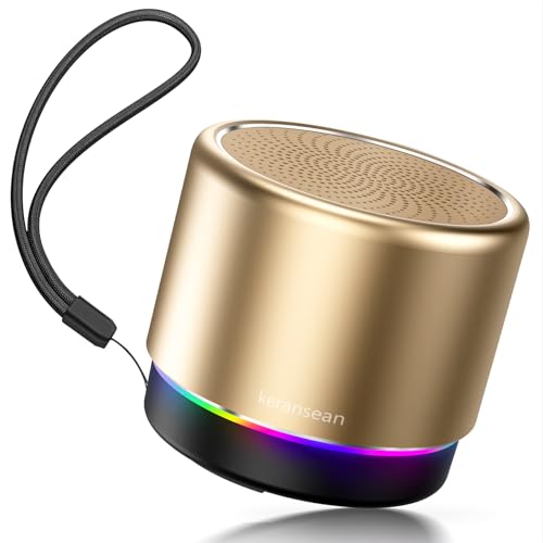 Mini Bluetooth Speaker, Portable Wireless Speakers, Noise Reduction Mic | 12H Battery Life, Metal Cover,TWS Pairing, Wireless Speaker with RGB Lights for Home/Travel/Outdoor/Car/Beach by Music Lovers - color: Gold