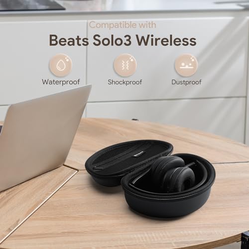 Yinke Case for Beats Solo3 /Solo 4 Wireless On-Ear Headphones, Portable Travel Hard Shell Storage Bag - color: Black