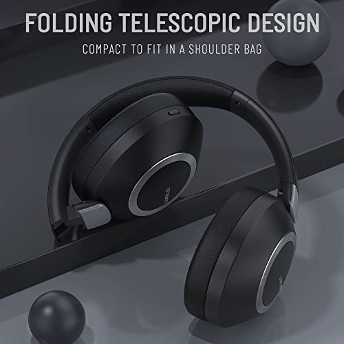 LORELEI B-C6 Wireless Over Ear Headphones, 50H Playtime Foldable Lightweight Bluetooth Headsets, Deep Bass, Built-in Microphone, Memory Foam Earmuff, for Travel, Home Office(Space Black) - color: Black