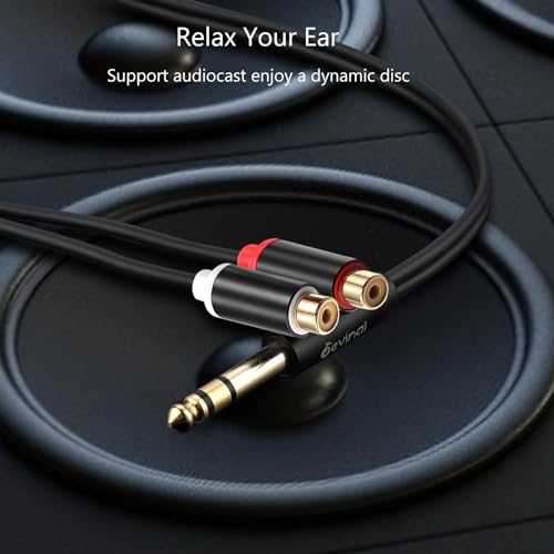 6.35 mm to 2RCA Cable, 1/4 inch TRS to 2 RCA Female Splitter Stereo Audio Adapter Cable, 1 Feet - color: 6.35mm to Female Dual RCA