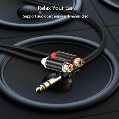6.35 mm to 2RCA Cable, 1/4 inch TRS to 2 RCA Female Splitter Stereo Audio Adapter Cable, 1 Feet - color: 6.35mm to Female Dual RCA