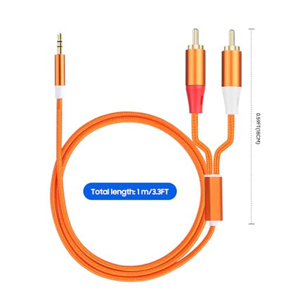 3.5mm to RCA Cable,2 RCA to 3.5mm AUX Cable for HiFi Systems, Speakers, MP3 Players, TVs, Computers, Smartphone, Home Theaters, Tablets, Amplifiers, Sound Bars, etc. （3.3ft/1 Pack） - size: 3.3ft/1 cable