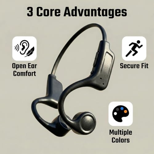 Bone Conduction Headphones, Bluetooth 5.3 with ENC Noise-Canceling Mic, IP54 Waterproof, 15H Playtime HiFi Stereo Sound for Running, Cycling, Workout (Blue) - color: Blue