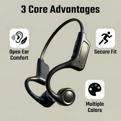 Bone Conduction Headphones, Bluetooth 5.3 with ENC Noise-Canceling Mic, IP54 Waterproof, 15H Playtime HiFi Stereo Sound for Running, Cycling, Workout (Blue) - color: Blue
