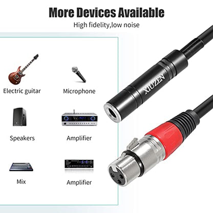 XLR Female to 1/4 Inch Cable, Balanced 3 Pin Female XLR to Female Quarter inch(6.35mm) TRS Stereo Jack Audio Adapter Connector Interconnect Cable -1.5 feet