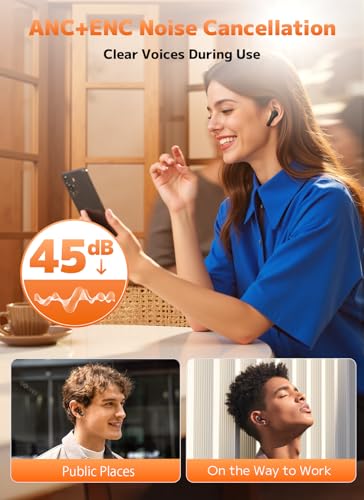 Wireless Earbuds, Bluetooth 5.4 Ear Buds, ENC Noise Cancelling Headphones with 48H Playtime, Bass Stereo Sound, Compatible with iPhone Air/17/16/15/14/Android, Pad - Black - color: Black