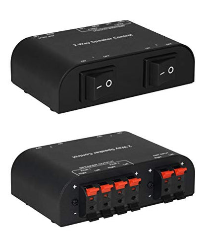 61048 2 to 4 Way Speaker Switch, 1 in 2 Out to 1 in 4 Out Way Pair Stereo Speaker Selector W/Terminal Clamps Metal Non-Slip Box - Black (1 x 2 Way) - color: Black