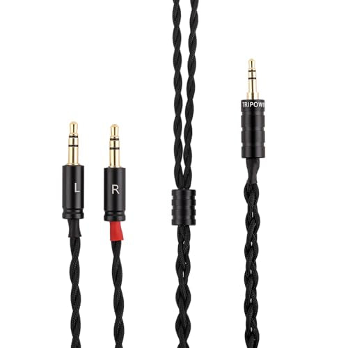 Linsoul Tripowin Nova 2M Over-Ear Monitor Headphone Cable | 4-Strand Silver Foil/OCC Hybrid Upgrade Cable , Dual 3.5mm to 4.4mm/3.5mm/XLR Plug, for Musicians Audiophiles, 3.5mm, Black - style: 3.5mm