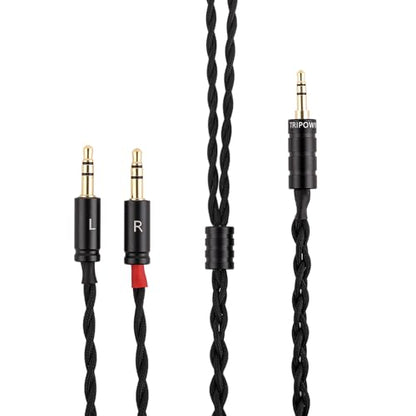 Linsoul Tripowin Nova 2M Over-Ear Monitor Headphone Cable | 4-Strand Silver Foil/OCC Hybrid Upgrade Cable , Dual 3.5mm to 4.4mm/3.5mm/XLR Plug, for Musicians Audiophiles, 3.5mm, Black - style: 3.5mm