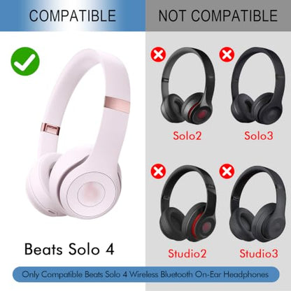 GEVO Ear Pads Replacement for Beats Solo 4 Wireless On-Ear Headphones, Earpads Ear Cushions for Solo 4 with Soft Protein Leather, Stronger Adhesive Backing (Cloud Pink) - color: Cloud Pink