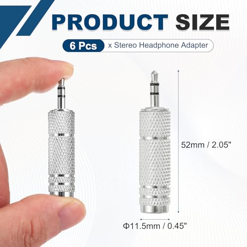 MECCANIXITY 4Pcs TRS 3.5mm Male to 6.35mm Female 1/8" Plug to 1/4" Silver | Stereo Headphone Adapter, Jack, Audio Converter, Nickel Plated, for Guitars Speakers Laptops Signal Conversion - color: Silver