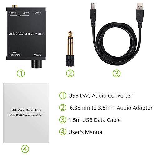 USB to Coaxial S/PDIF Optical 3.5mm/6.3mm Headphone Converter USB Digital to Analog Audio Converter for XP