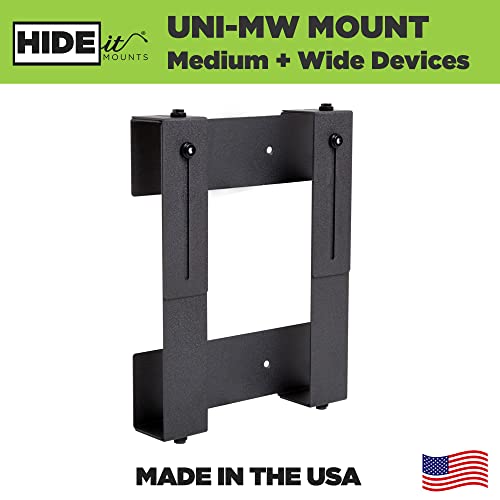 HIDEit Uni-MW Xbox 360 Wall Mount & Xbox One Wall Mount – Black Heavy Duty Steel Adjustable Holder Stand, Fits Set-Top Boxes, Cable TV Boxes, Satellite Receivers & More - size: Medium Wide