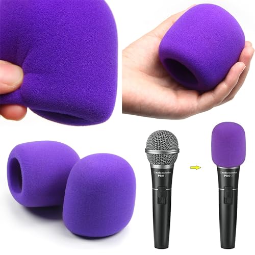 6 PCS Microphone Windscreen Thick Purple Foam Handheld Cover, Mic Covers for Microphones SM58, E835 by Swagwert - color: Purple