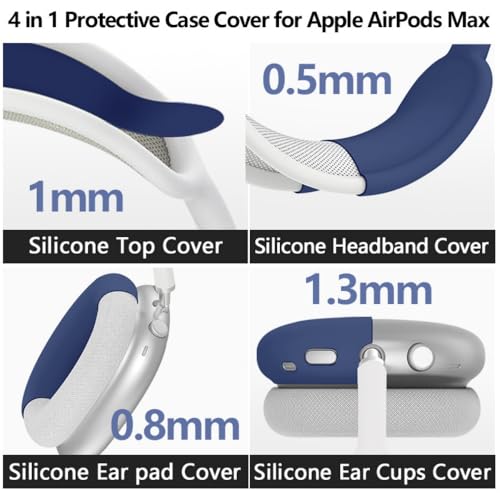 fomissky-sisa 4 in 1 AirPods Max Case Headphone Covers, Silver Grey - color: Silver Spider