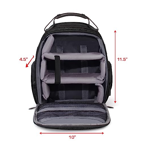 USA Gear VR Headset Backpack Travel Case Fits Meta Quest 3S, 3, 2, Controllers and Accessories - Virtual Reality Gaming Bag with Customizable Interior Dividers, Padded Backpack Straps (Black) - color: Black