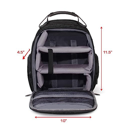 USA Gear VR Headset Backpack Travel Case Fits Meta Quest 3S, 3, 2, Controllers and Accessories - Virtual Reality Gaming Bag with Customizable Interior Dividers, Padded Backpack Straps (Black) - color: Black