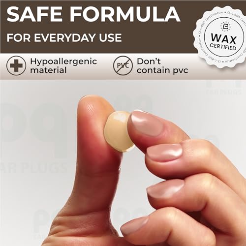 Peace&Quiet PQ Silicone Ear Plugs for Sleeping - 15 Wax Earplugs for Sleep and Swimming Ear Plugs, Soft Ear Covers for Sleeping and Water, Noise Cancelling 32Db, (15 Pillows), Skin Tone - color: Skin Tone