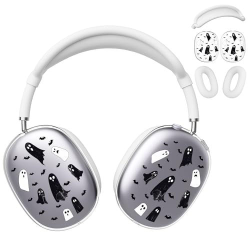 for AirPods Max Headphones Halloween Ear Covers for AirPods Max 2 | Cute Ghost Bat Clear Ear Cups Cover | White Silicone Ear Pad Case Headband Cover for Apple AirPods Max 2/1 (2026/2024/2020) - color: Ghost E/White