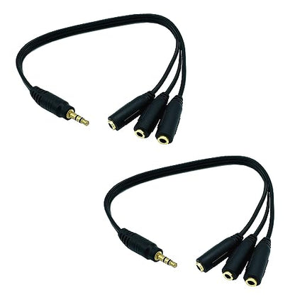 2pcs 1M/3F Audio Splitter, 1FT Gold Plated 3.5mm TRRS Male to 3 x 3.5mm Stereo Jack Female 1 Input 3 Output Audio AUX Splitter
