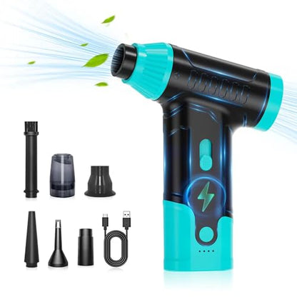 Compressed Air Duster Keyboard Cleaner, Electric Air Blower Cleaning Kit | 150,000 RPM Mini Blower Spray to Dust Off Car, PC, Keyboard, Vacuum (Green) - color: Green
