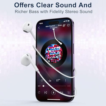 2 Packs-for iPhone 14/13/12/11/XR/XS/X/Pro/Pro Max Headphones Wired Earbuds | Nosie Reduction Built-in Microphone & Volume Control Headsets Compatible with iPhone 14/13/12/11/XR/XS/X/8/7/SE/Pro/Pro Max
