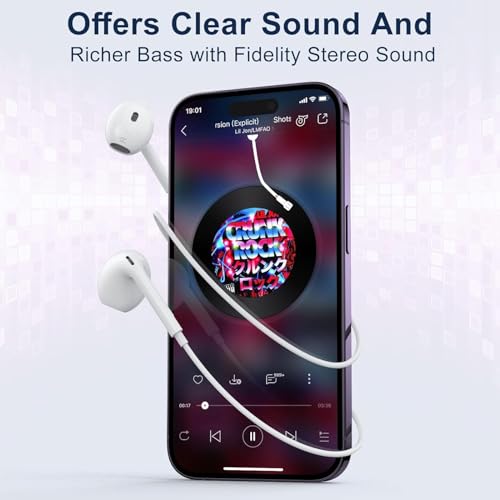 2 Packs-Wired Headphones Earbuds for iPhone 14/13/12/11/XR/XS/X/SE/Pro Max | with Reduction Built-in Microphone & Volume Control Earphones Compatible with iPhone 14/13/12/11/XR/XS/X/8/7/SE/Pro/Pro Max