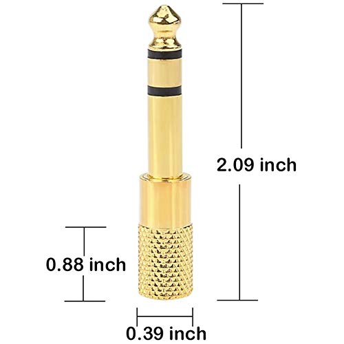 Quarter Inch Adapter, 6.35mm (1/4 Inch) Male to 3.5mm (1/8 Inch) Female Headphone Jack Plug, Gold 6 Pack, 517491