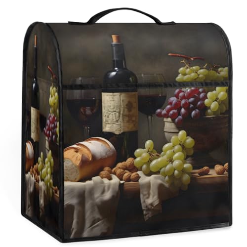 Grape Red Wine Glass Kitchen Aid Mixer Cover Compatible with 6-8 Quarts, Stand Mixer Cover, Dust Cover with Zipper Pocket, Kitchen Aid Mixer Accessories, Kitchen Appliance Organizer Bag - color: Grape red wine