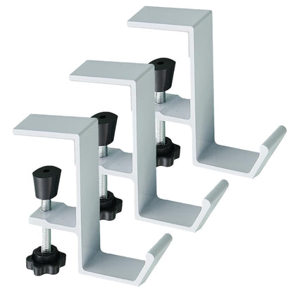 3 Pack Desk Bag Hook, Metal Hook Clamp (White-A) | Under Desk Mount Bag Hook Clamp, Desk Hook for Headphones, Backpack Hooks Clamp - color: White-A 3pc